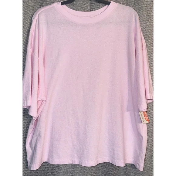Free People Movement Tackle Tee Women's Size Medium Pink Oversized NWT Logo - Picture 2 of 9